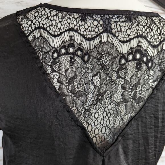 Brixton Ivy Lace Back V Neck Black Blouse Sz Small - Picture 4 of 6